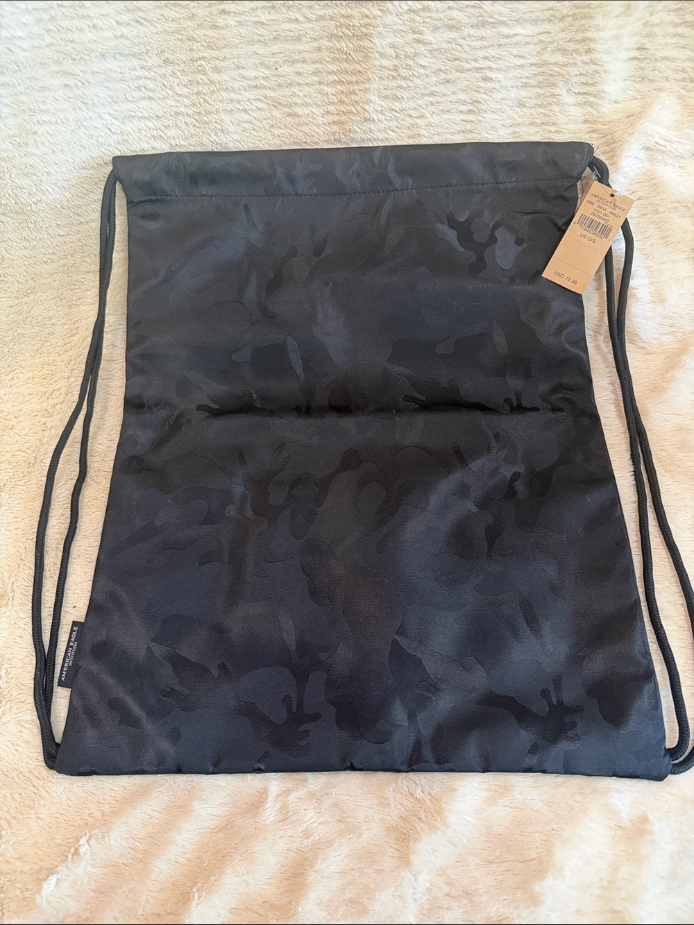 Men/Women Black Camo Drawstring Backpack